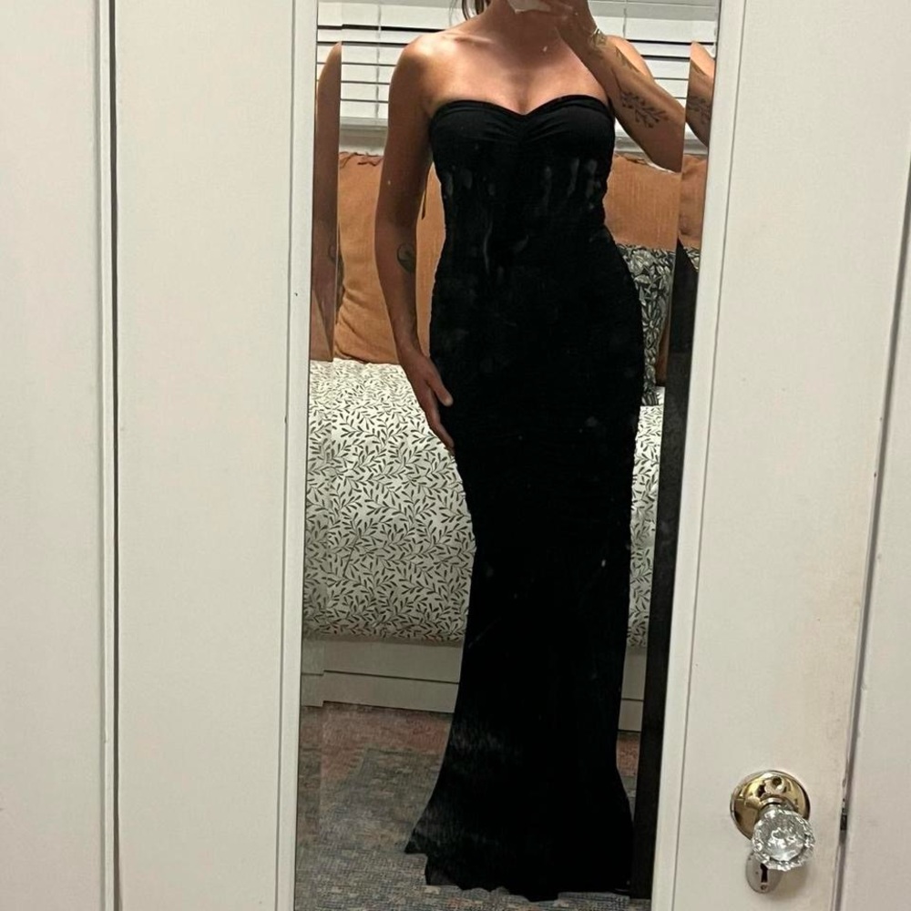 Norma Kamali Black Strapless Gown
